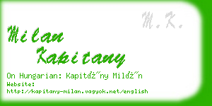 milan kapitany business card